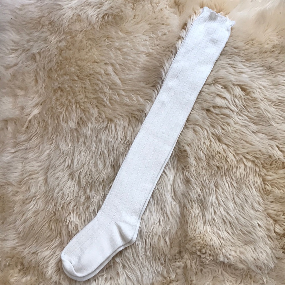 Cream thigh high socks